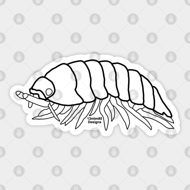 Pill Bug Outline (black) Sticker by 13mtm80-Designs